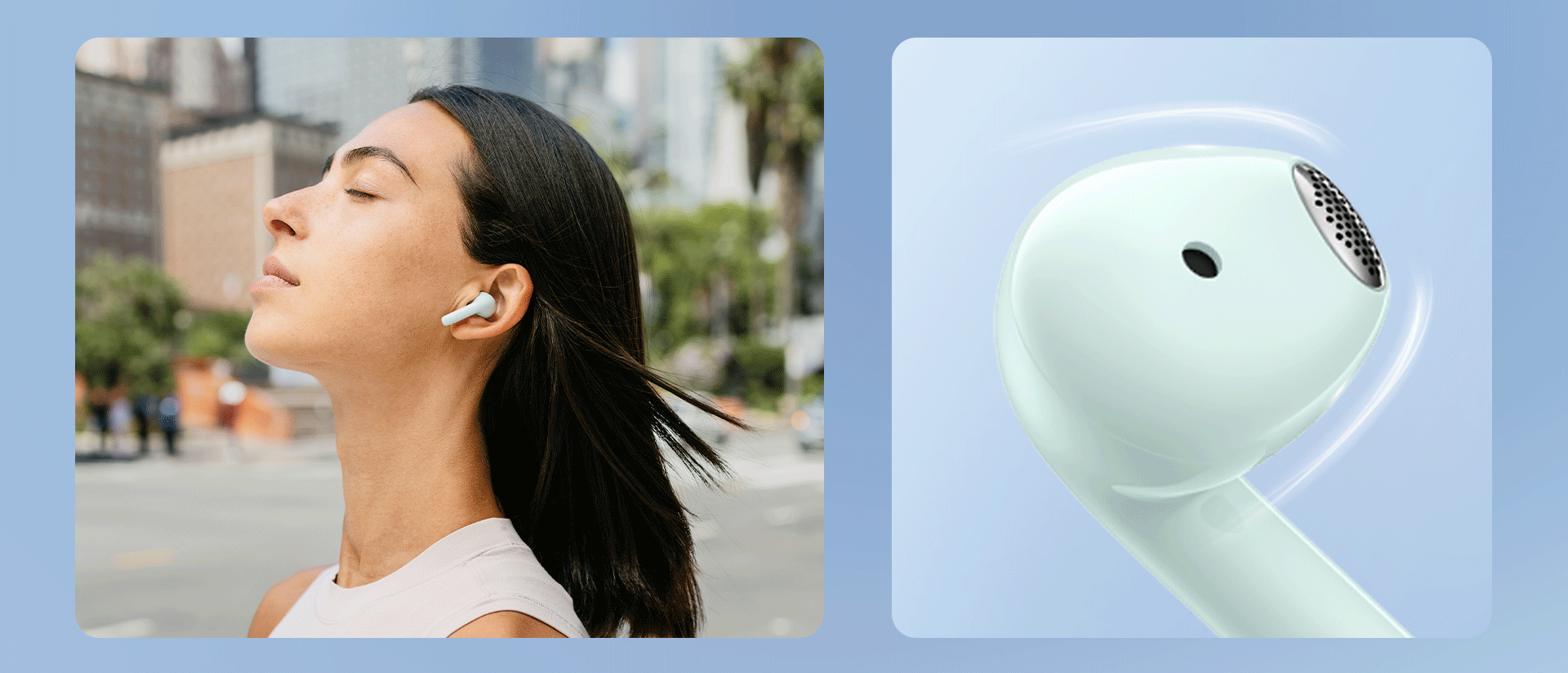 green x2 plus earbud with young girl