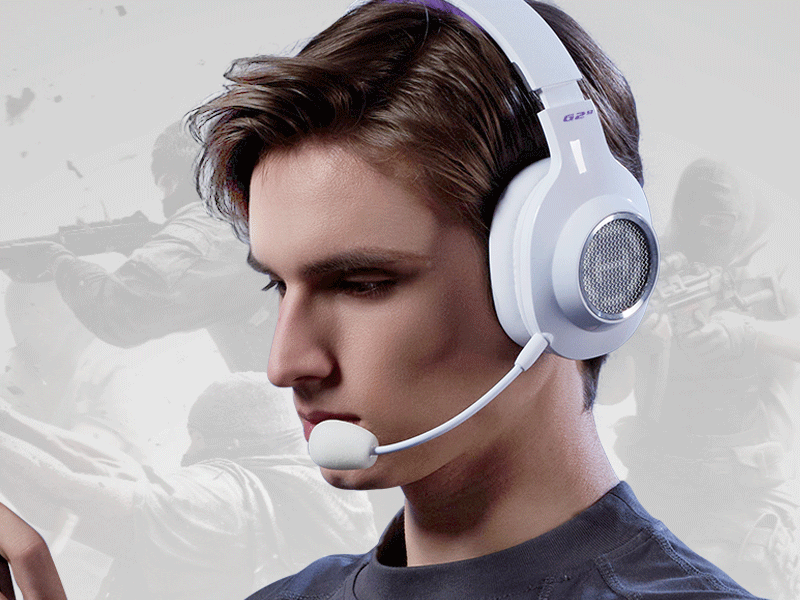 a man wear g2 s white gaming headset
