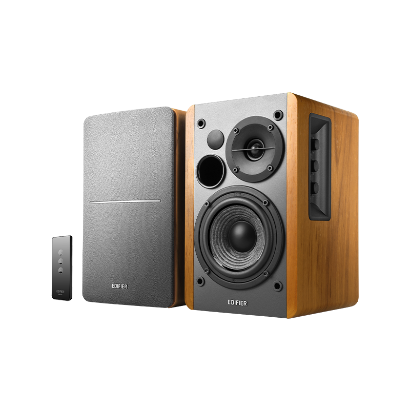 wooden edifier r1280t bookshelf speakers with control