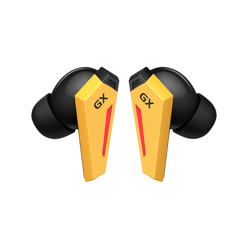two sliver rgb lighting earbuds