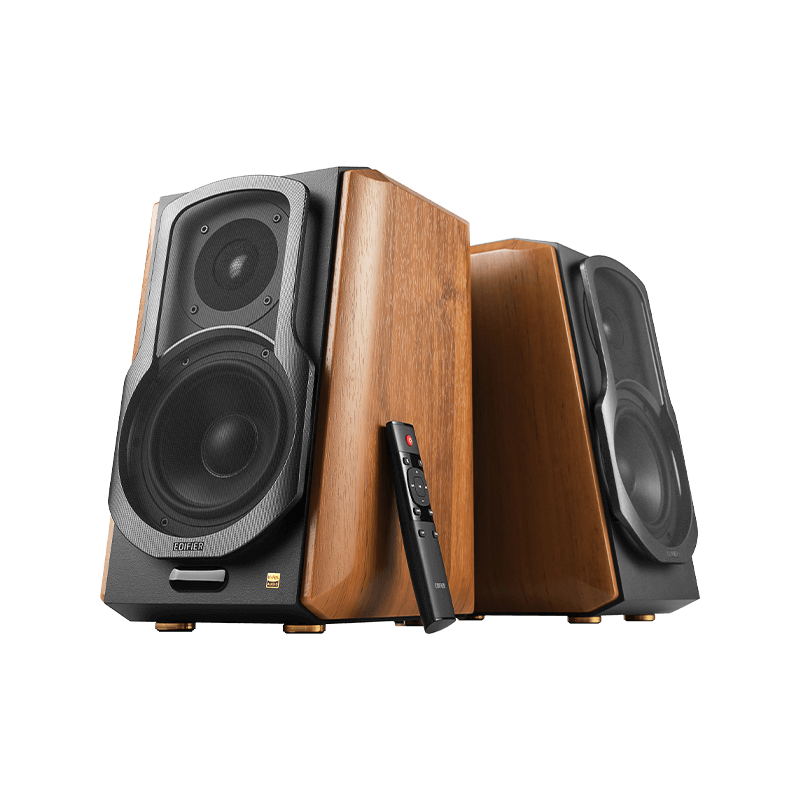 brown edifier s1000mkii bookshelf speakers