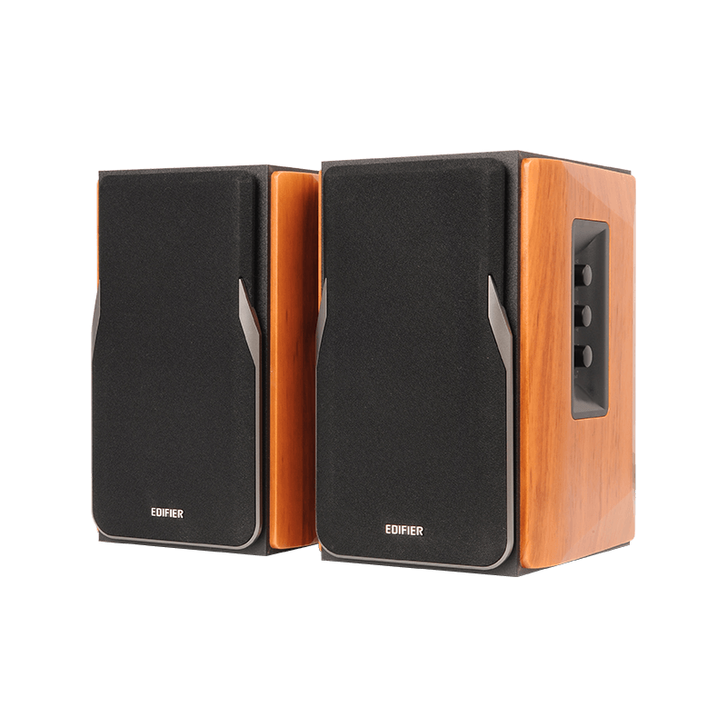 two black edifier R1380T speakers