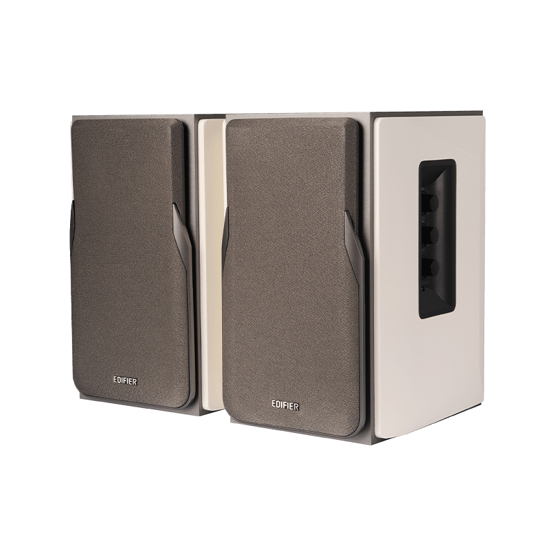 two black edifier R1380T speakers
