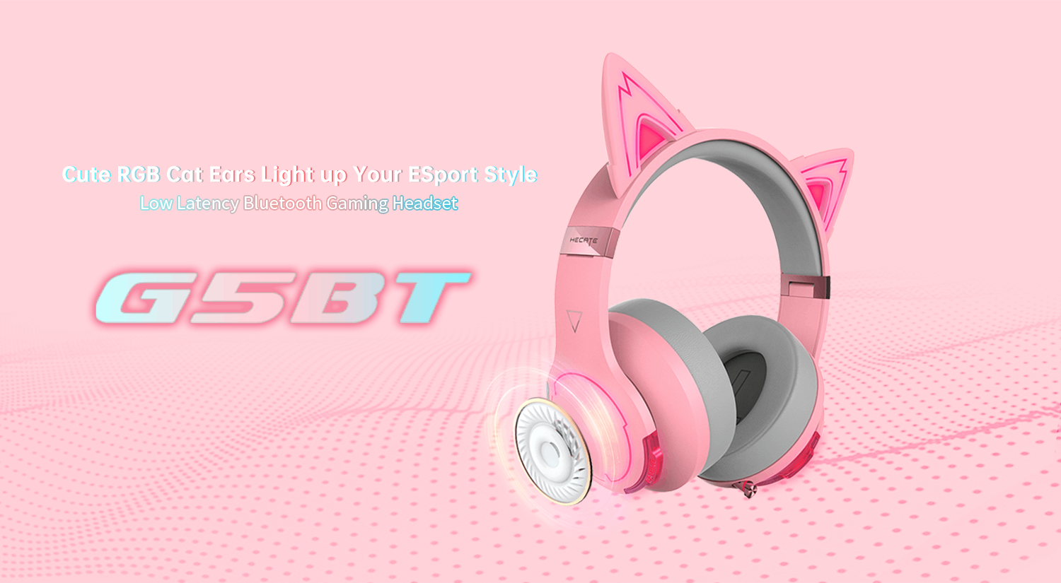 Gaming headset pink online cat ears