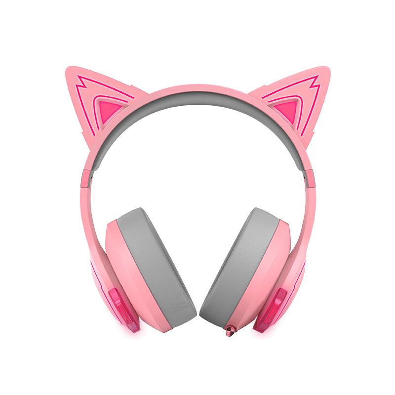 a pink cat ear gaming headphone