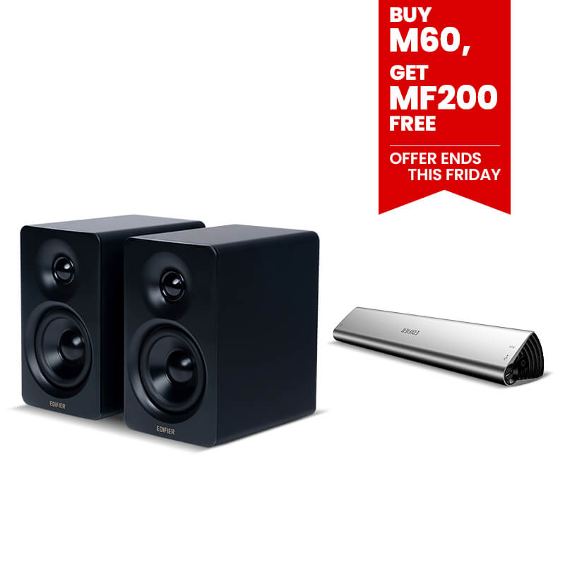 two black M60 speakers